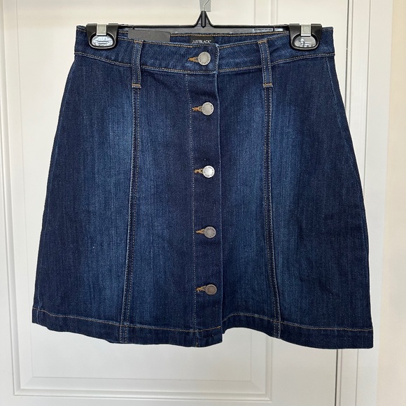 Just Black Dark Denim Button Front Skirt - Picture 1 of 4